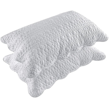 Standard Size Pillow Shams Set of 2, Ultra Soft Breathable 20 x 26 Inches Quilted Pillow Cases Envelope Closure for Sleeping, Decorative Microfiber Bed Pillowcases Easy Care, White