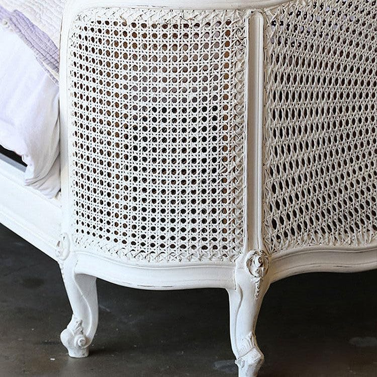 French Country Solid Wood Cane Bed Frame, view 5