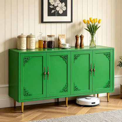 Green Metal Cabinet, Sideboard Buffet Cabinet, TV Stand Cabinet
