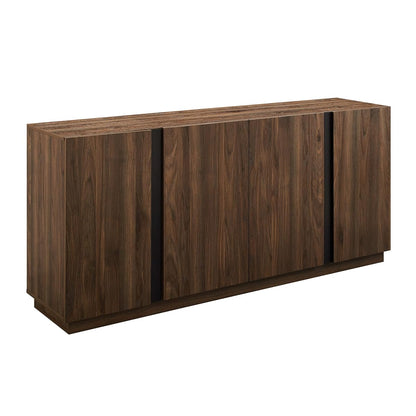 Liss Contemporary 4-Door Minimalist Sideboard 70 Inch Dark Walnut