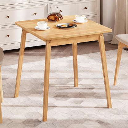 Bamboo Dining Table, Square Dining Table for 2, 27.6" Kitchen Table for Small Space, Writing Table, Easy to Assemble, for Dining Room, Living Room, Office, Kitchen, Natural YL70CZ01G1