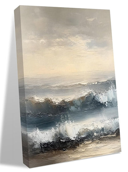 NuYeBiofx Abstract Beach Painting Art Canvas Wall Art Prints,48"x32" Framed Picture Artwork Sky Ocean Landscape Printed Canvas Oil Painting for Living Room Bedroom Office,Ready to Hang
