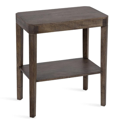 Talcott Farmhouse Rectangle Wood Side Table; 22 x 14 x 26; Gray; Decorative Modern Two Tier End Table for Use as a Bedroom Nightstand or Living Room Accent
