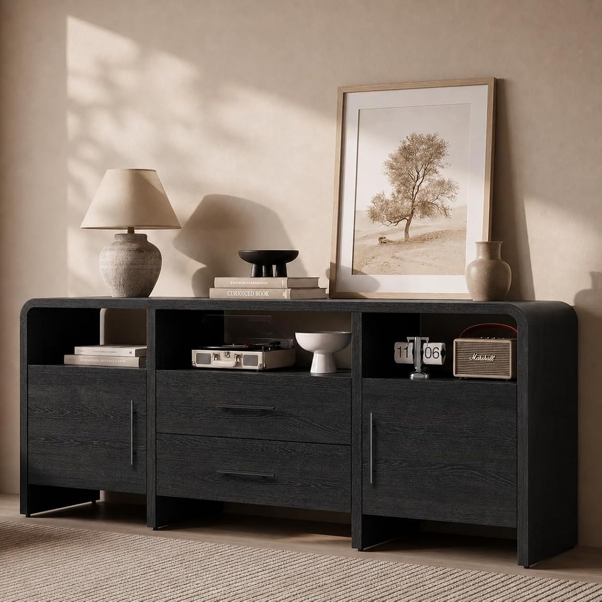 70" Curved TV Stand with Storage for TVs Up to 80"