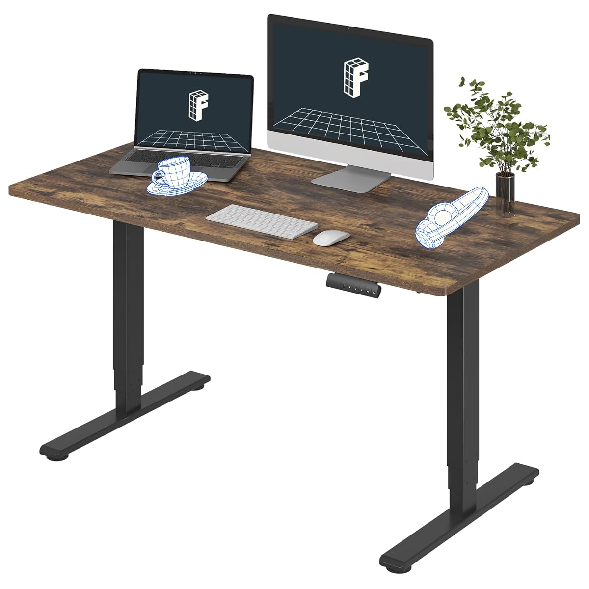 FLEXISPOT E6 3-Stage Dual Motor Electric Standing Desk 55 x 28 Sit Stand Up Desk