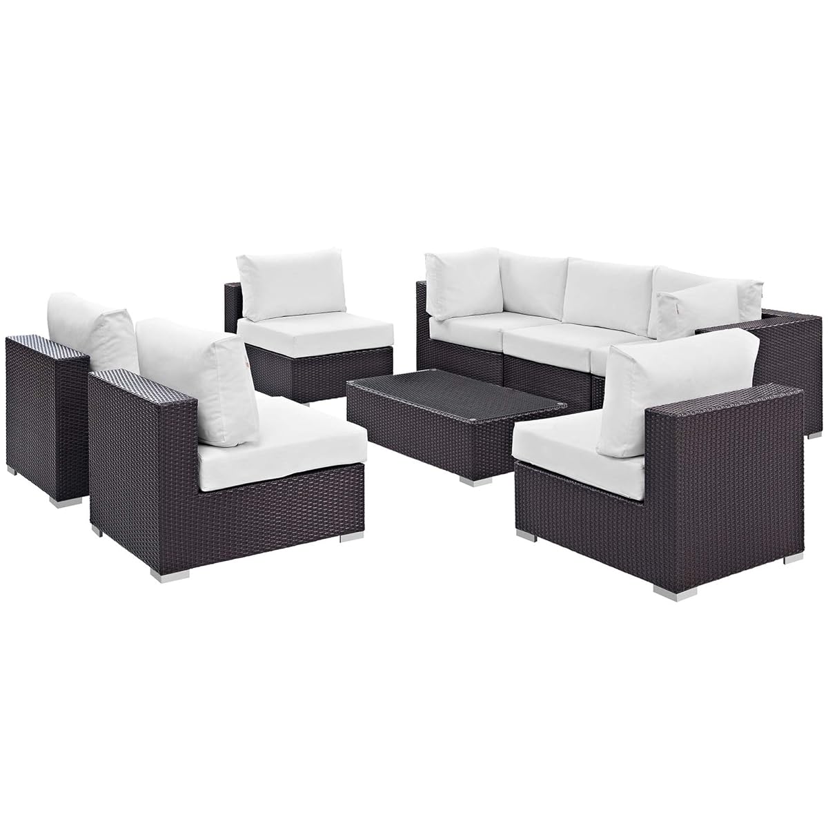 Convene Outdoor Sectional Set | Durable Rattan Weave | Weather-Resistant Cushions | 8-Piece Furniture Set for Patio, Backyard, Poolside Retreat