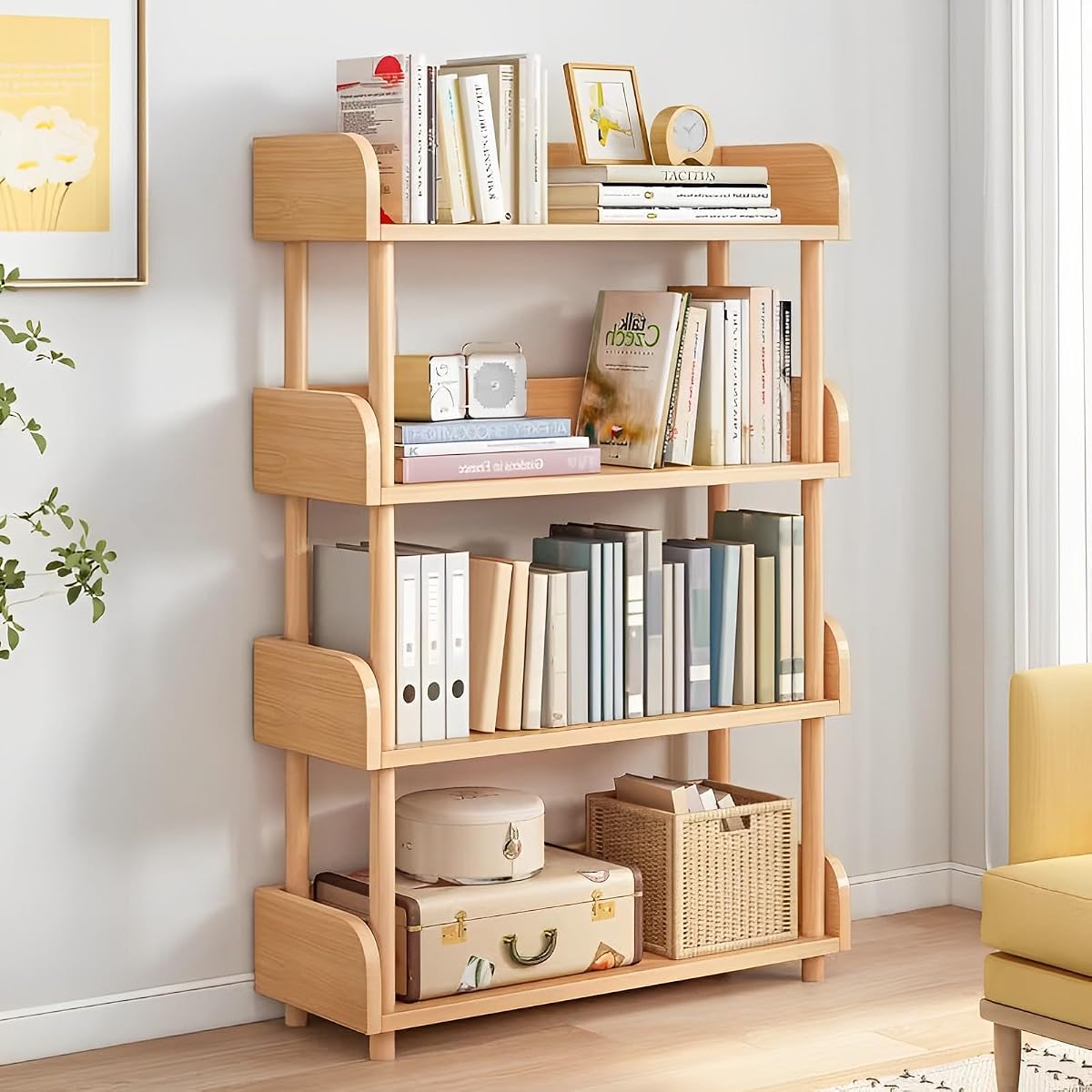 4-Tier Wooden Open Bookcase, Oak