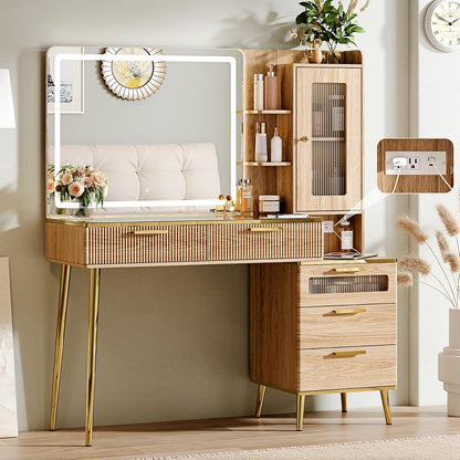 Vanity Desk with 29.53" HD Lighted Mirror