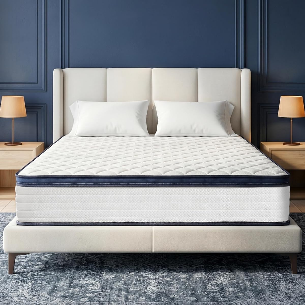 12 Inch Mttress Queen Size, Memory Foam Hybrid Mattresses in a Box, Medium Firm, Pocket Springs for Motion Isolation, CertiPUR-US and Oeko TEX Certified
