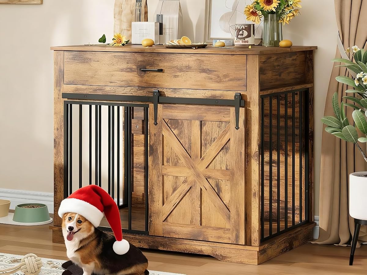 37.8" Dog Crate Furniture Indoor Dog Kennel Decorative Dog Cage