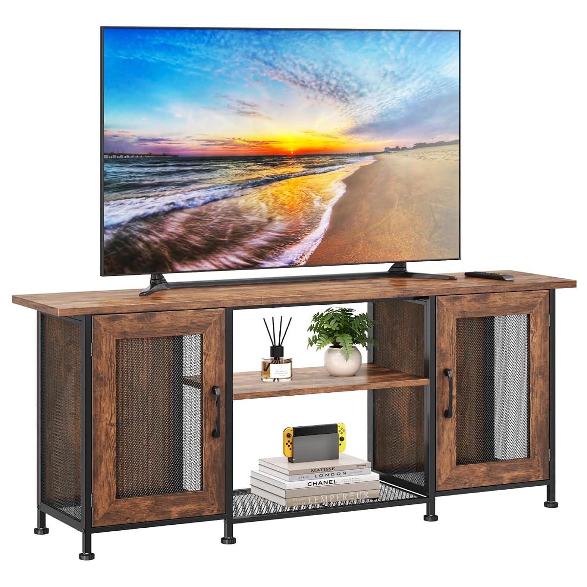 TV Stand for Tvs up to 65“, Entertainment Center with 2 Cabinets