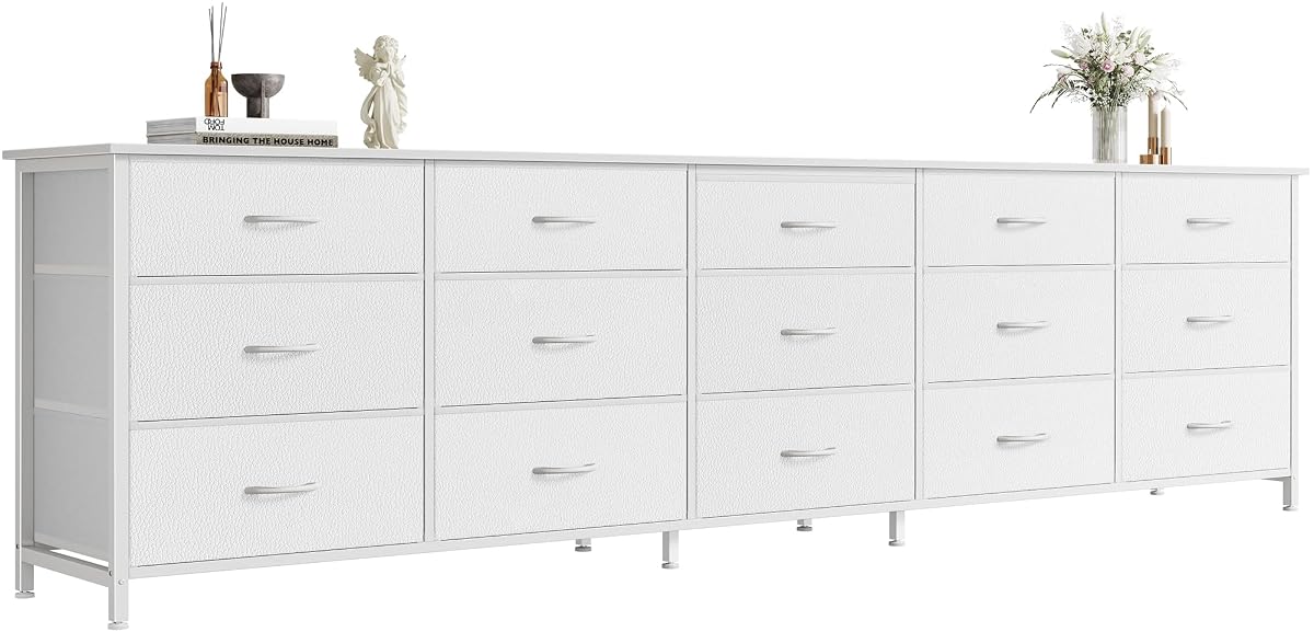 78.7 inch Long Dresser for Bedroom, 15 Drawer Fabric Dresser for Closet