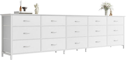 78.7 inch Long Dresser for Bedroom, 15 Drawer Fabric Dresser for Closet