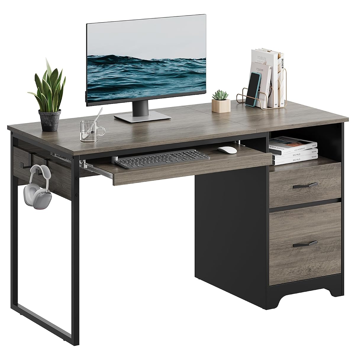 48” Computer Desk with Drawers, Office Desk with Storage