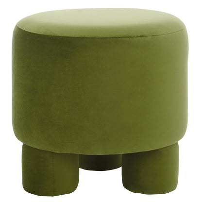 SAFAVIEH Home Collection Naref Olive Green Velvet Round Ottoman