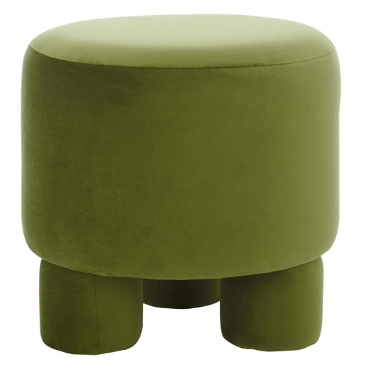SAFAVIEH Home Collection Naref Olive Green Velvet Round Ottoman