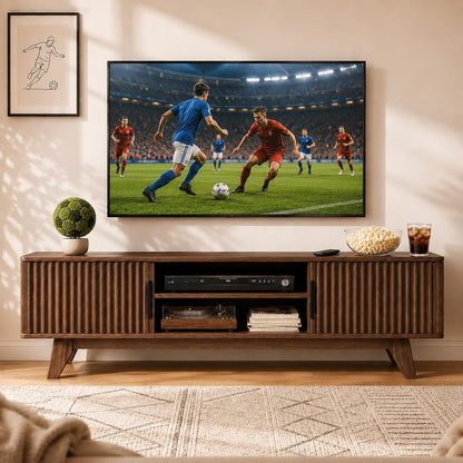 Mid-Century TV Stand, 59 Inch, Oak