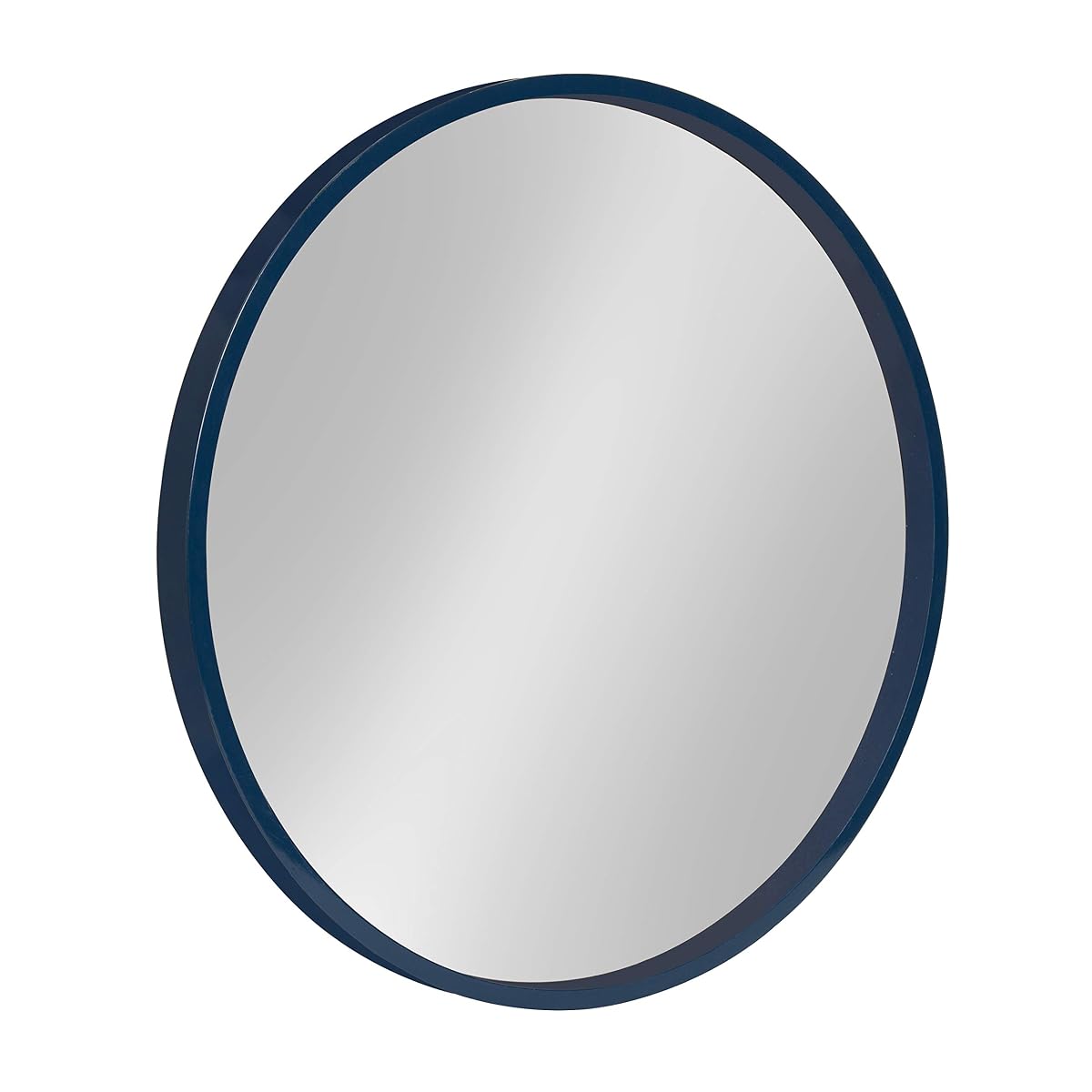Travis Round Wood Wall Mirror, 21.6" Diameter, Navy Blue, Modern Wall Décor Accent