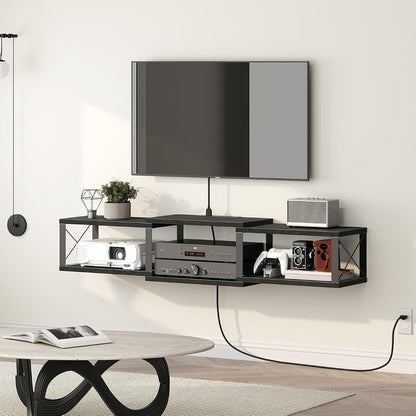 43.7” Floating TV Stand with Power Outlet, Wall-Mounted Entertainment Center