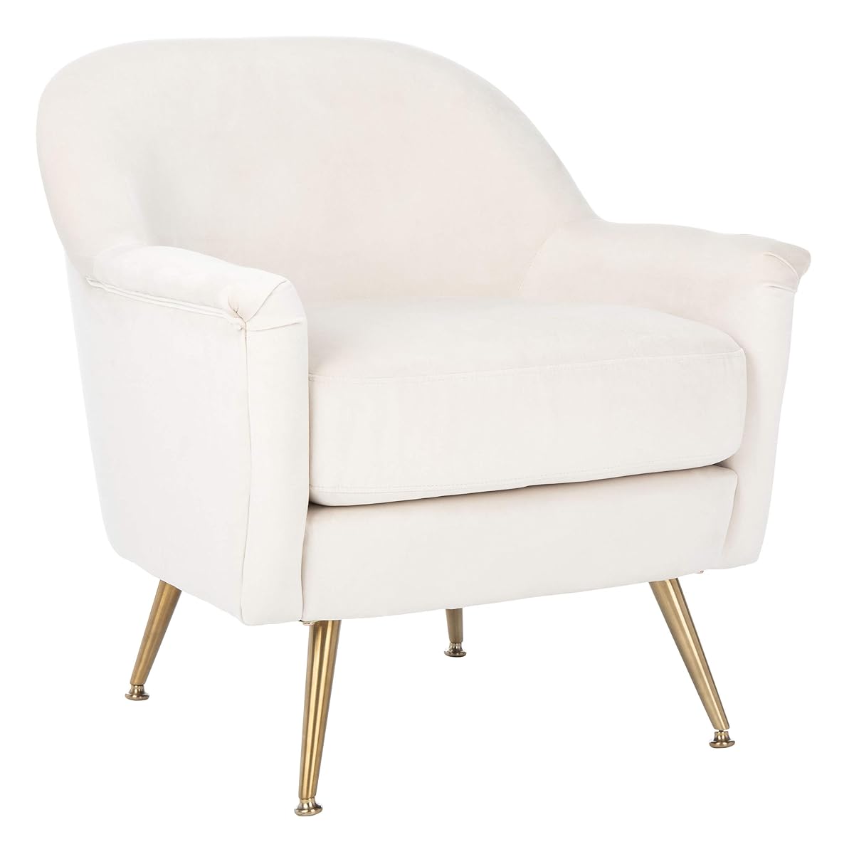 Safavieh Home Brienne Retro Glam Ivory Velvet and Brass Arm Chair