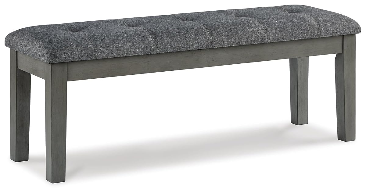 Signature Design by Ashley Hallanden Collection 50" Cushioned Dining Bench, Textural Fabric with Solid Wood Legs, Contemporary Two-Tone Gray Finish for Kitchens and Dining Rooms