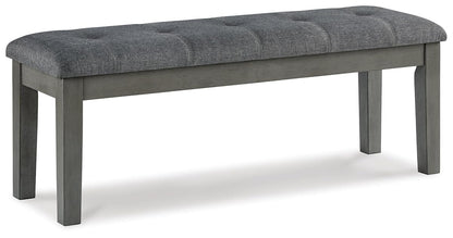 Signature Design by Ashley Hallanden Collection 50" Cushioned Dining Bench, Textural Fabric with Solid Wood Legs, Contemporary Two-Tone Gray Finish for Kitchens and Dining Rooms