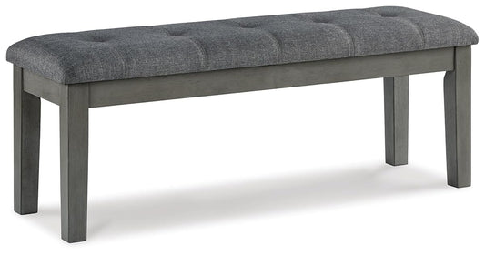 Signature Design by Ashley Hallanden Collection 50" Cushioned Dining Bench, Textural Fabric with Solid Wood Legs, Contemporary Two-Tone Gray Finish for Kitchens and Dining Rooms