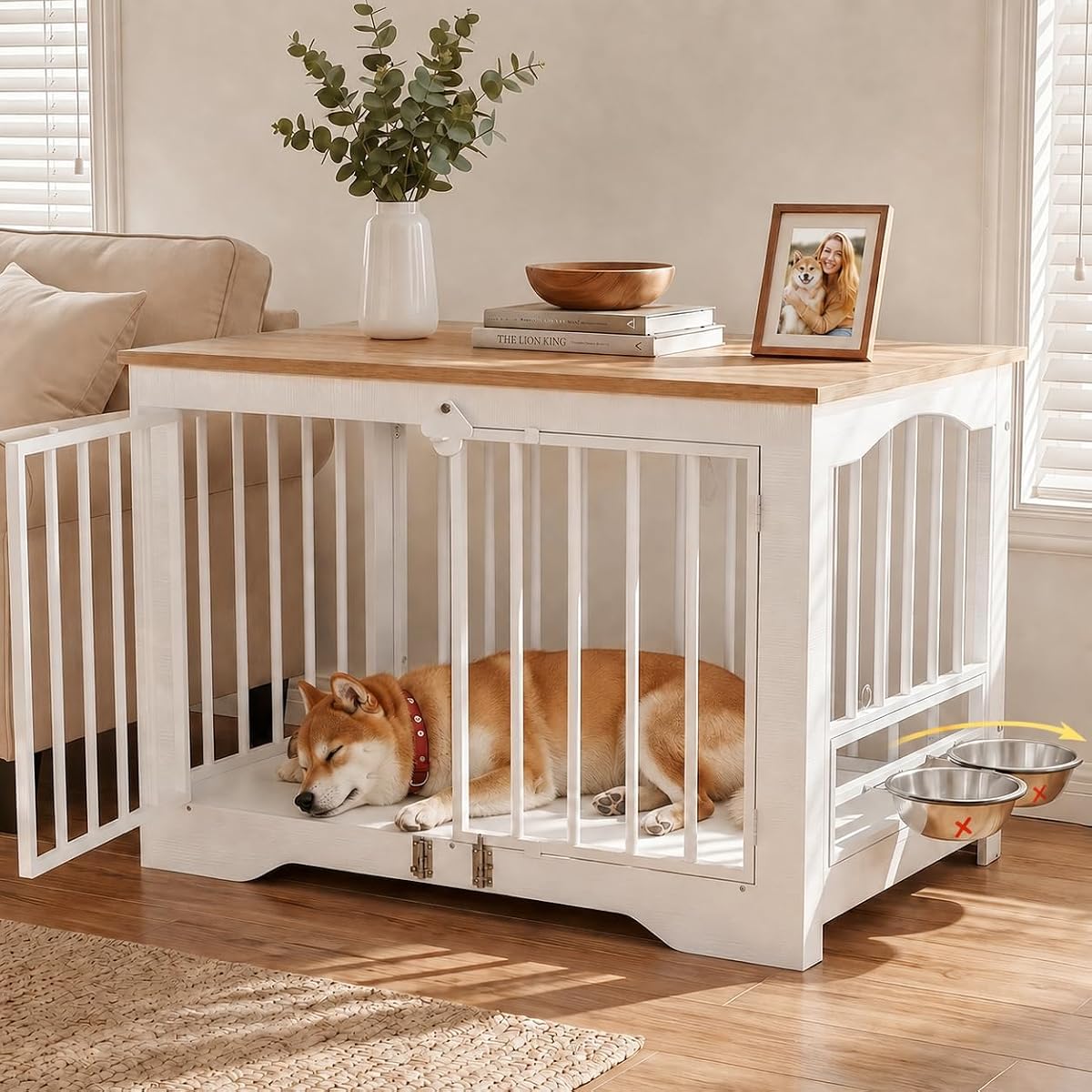 38 in Modern Farmhouse Dog Crate Furniture End Table