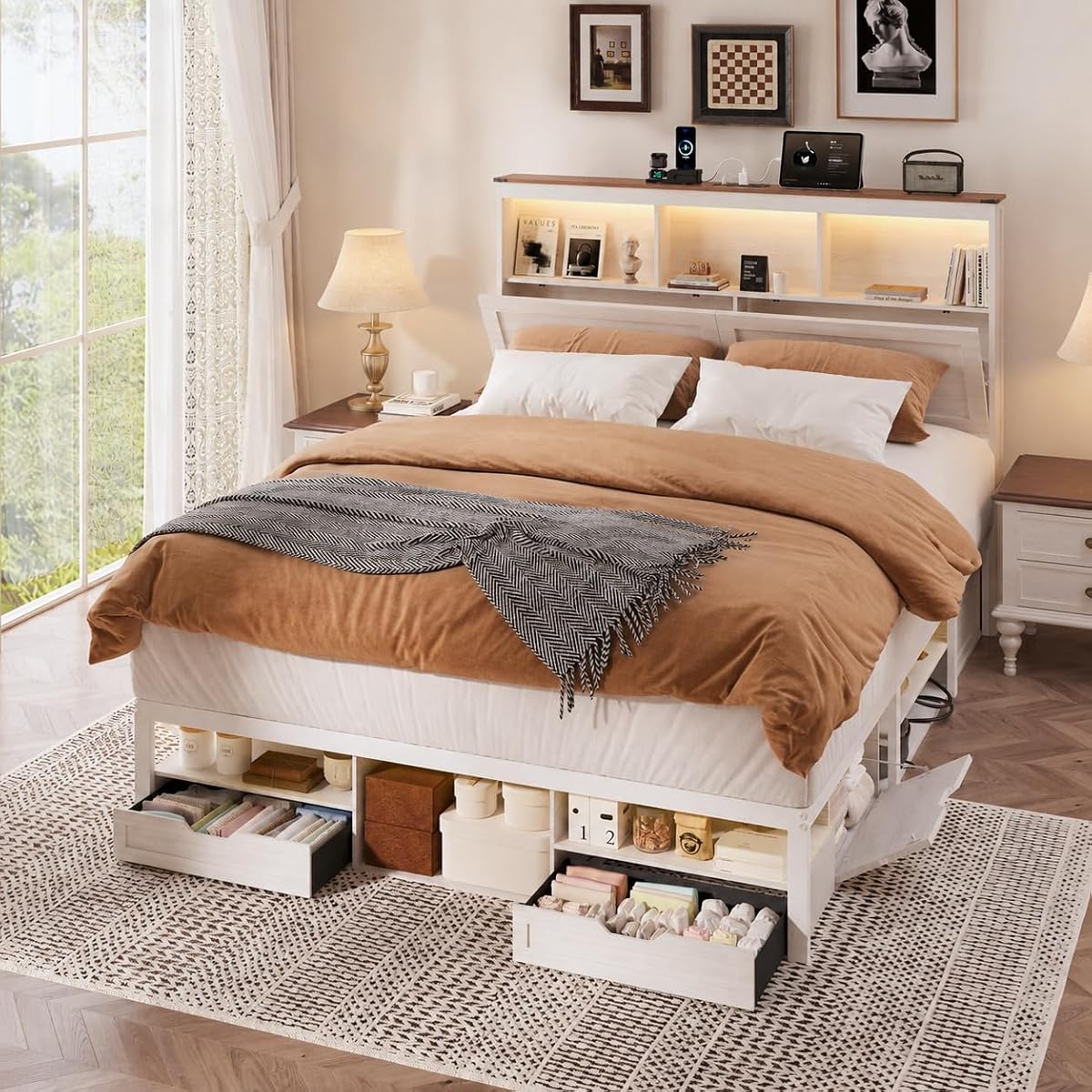 King Size Bed Frame - King Bedframe with Storage Drawers