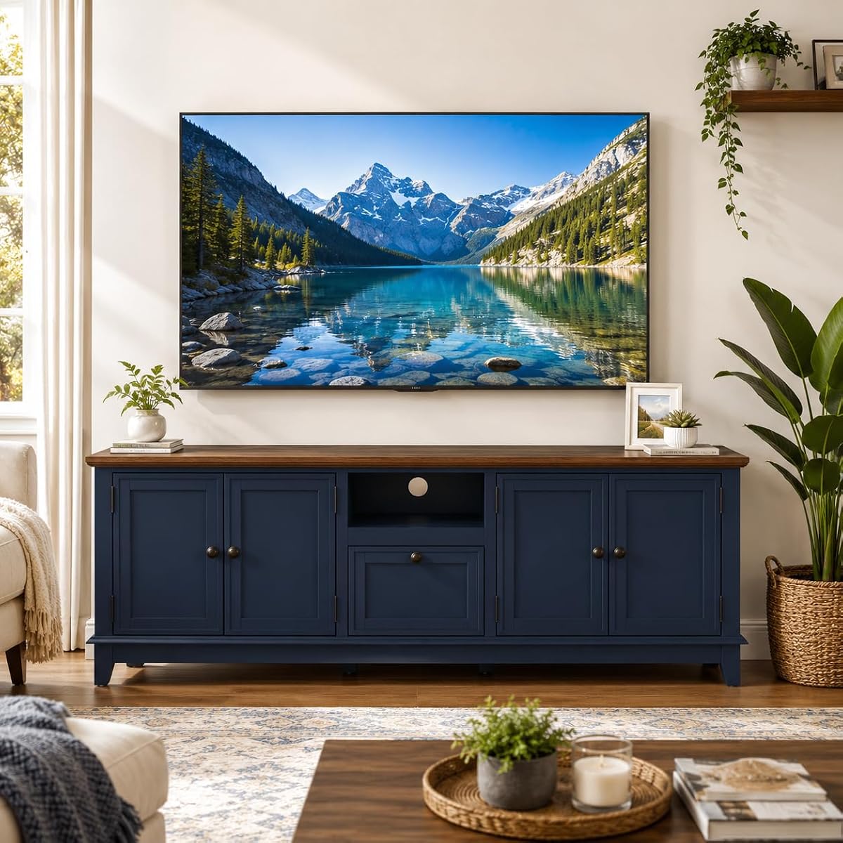 72" Farmhouse TV Stand for TVs Up to 80 Inches