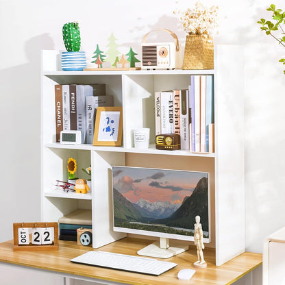 Desktop Shelf, Desk Hutch with 5 Shelves for Computer Desk, White