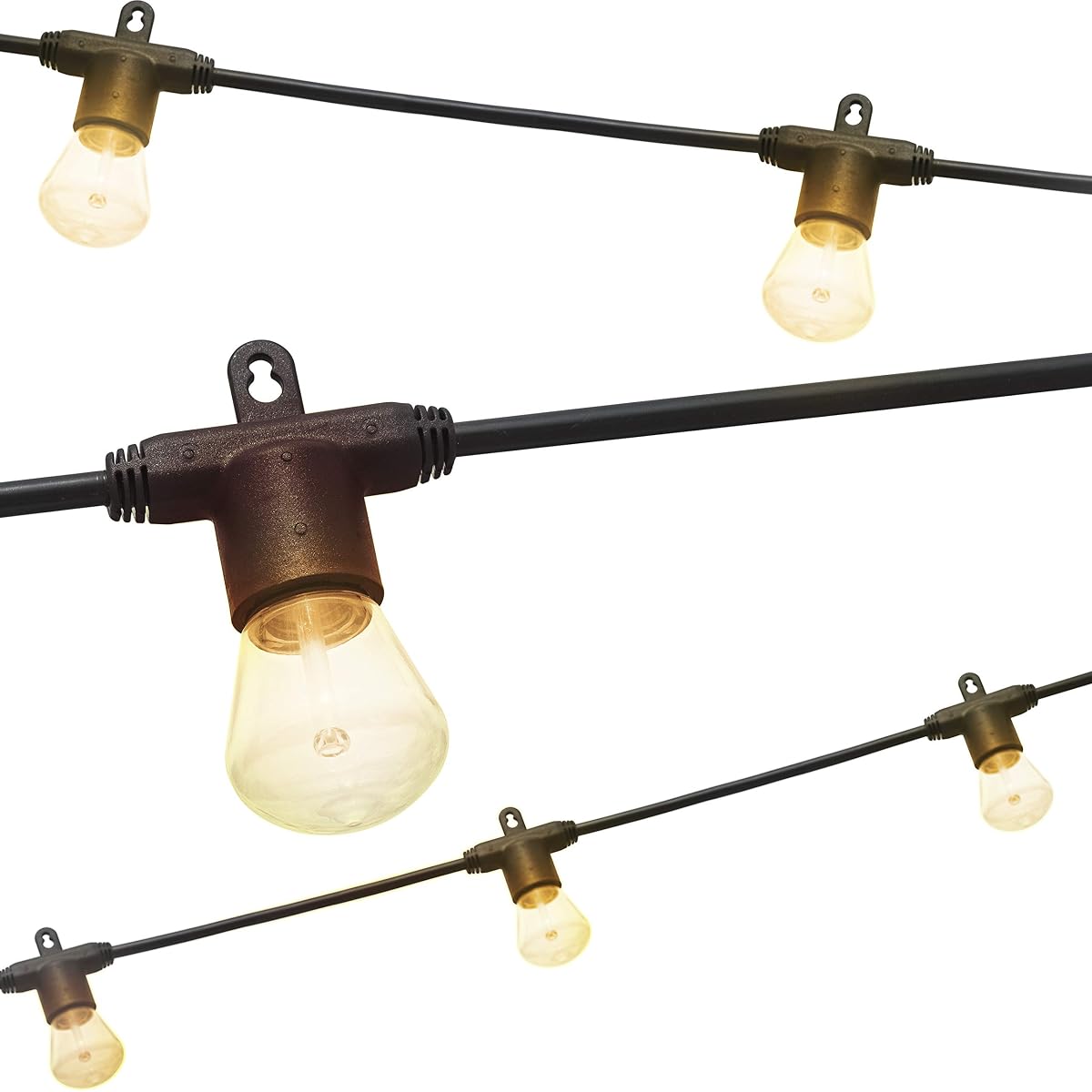 LED Bistro Outdoor String Lights, 48ft, 24 Shatter Resistant Lifetime Bulbs, 2200K Warm White, Weather Resistant, Indoor/Outdoor, Commercial Grade, Perfect for Backyard, Porch, Patio, 38357