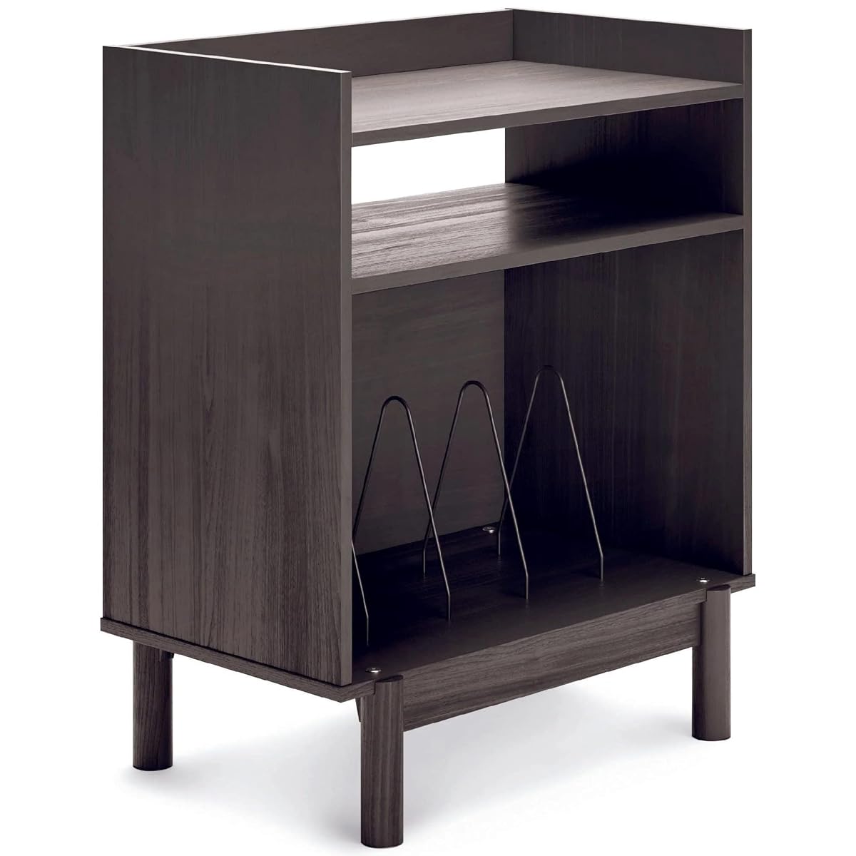 Signature Design by Ashley Brymont Mid-Century Modern Turntable Media Console, Dark Gray