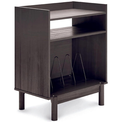 Signature Design by Ashley Brymont Mid-Century Modern Turntable Media Console, Dark Gray