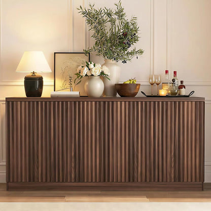63" Sideboard Buffet Cabinet, Fluted TV Stand for 65 inch TV