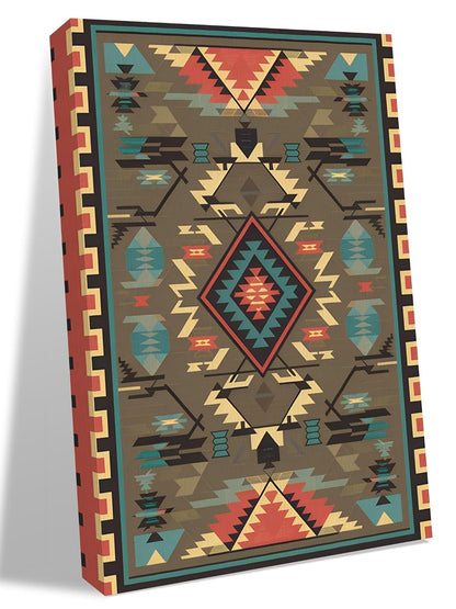 NuYeBiofx Southeast Ethnic Geometric Art Canvas Wall Art Prints,48"x32" Framed Picture Artwork Vintage Tribal Pattern Printed Canvas Oil Painting for Living Room Bedroom Office,Ready to Hang