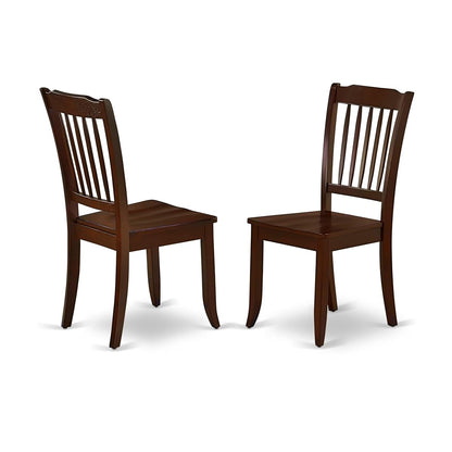 DAC-MAH-W Danbury Dining Room Chairs - Slat Back Solid Wood Seat Chairs, Set of 2, Mahogany