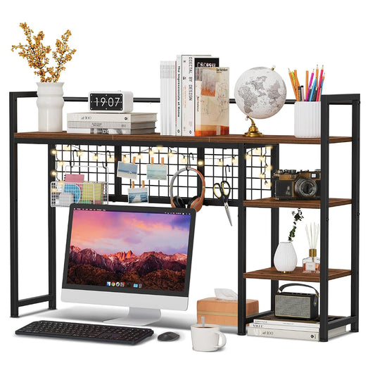 Desk Shelf, 44.9" Desktop Organizer Shelf, Desk Hutch for Computer Monitor