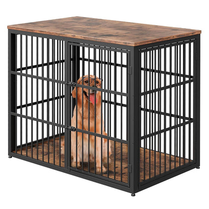 48" XXL Dog Crate Furniture, 3-Door Heavy Duty Indoor Kennel, Brown