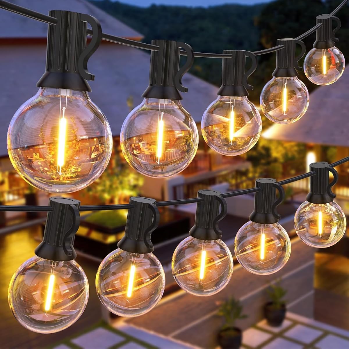 Outdoor String Lights, 100FT G40 Bulbs Shatterproof Patio Lights