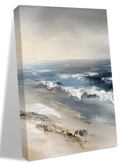 NuYeBiofx Summer Beach Ocean Wave Canvas Wall Art Prints,48"x32" Framed Picture Artwork Modern Seaside Oil Painting Art Printed Canvas Oil Painting for Living Room Bedroom Office,Ready to Hang