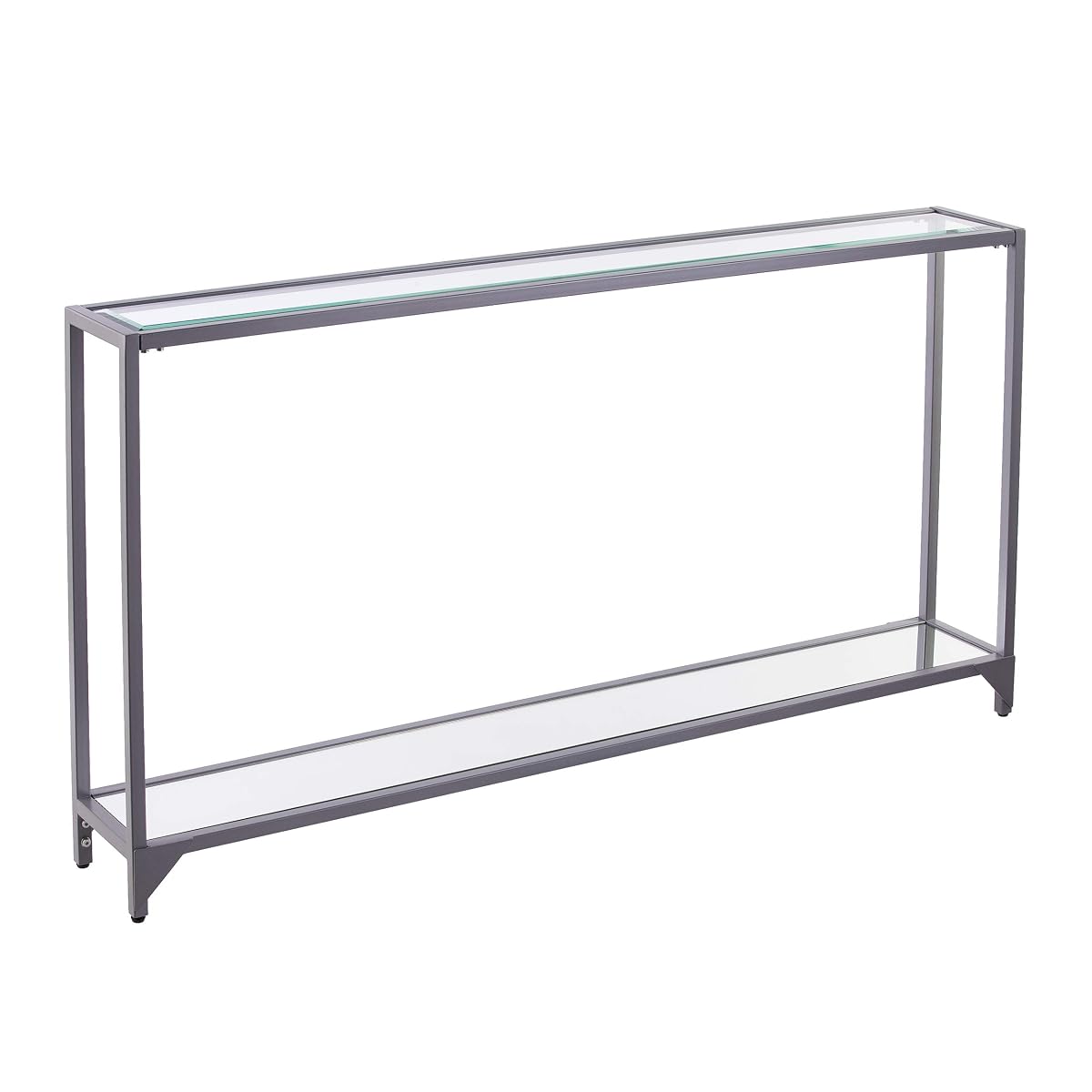 Bergen Narrow Console Table - Silver - Transitional Design, Metal and Glass - Ideal for Entryway, Living Room (CM3656)