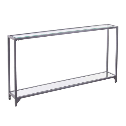 Bergen Narrow Console Table - Silver - Transitional Design, Metal and Glass - Ideal for Entryway, Living Room (CM3656)