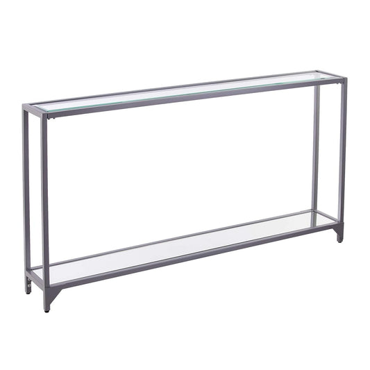 Bergen Narrow Console Table - Silver - Transitional Design, Metal and Glass - Ideal for Entryway, Living Room (CM3656)