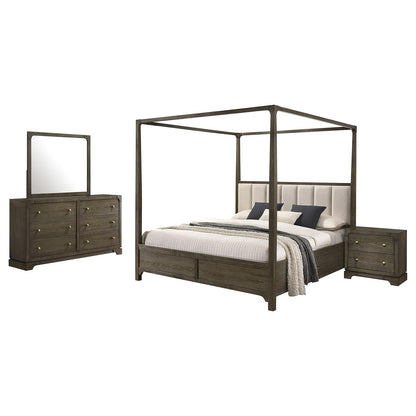 Coaster Home Furnishings Gran Park Modern Classic 4-Piece Bedroom Set Queen Size Canopy Bed Frame 80-inch Headboard Dark Cocoa 224931Q-S4