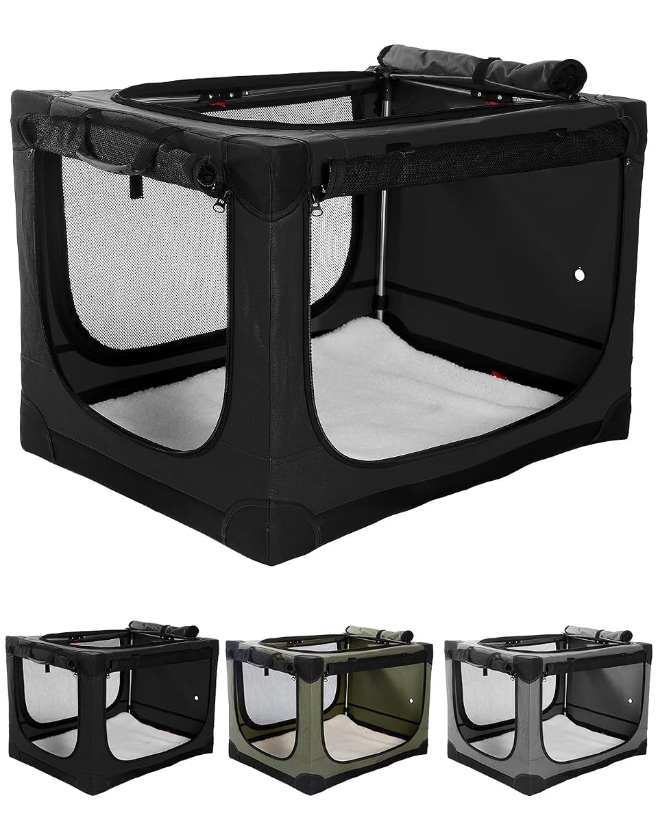 33" Soft Collapsible Travel Dog Crate for Medium Large Dogs,Black