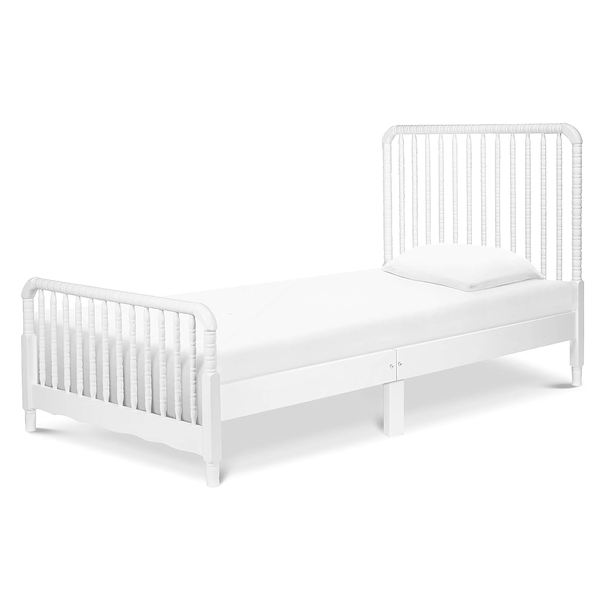 Jenny Lind Twin-Bed with Wood Spindle Posts in White-Mattress Support Slats Included