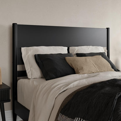Modern Queen Wood Panel Headboard, Black