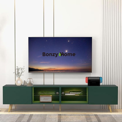 86" LED TV Stand, Modern Entertainment Center for 75" TV, Green