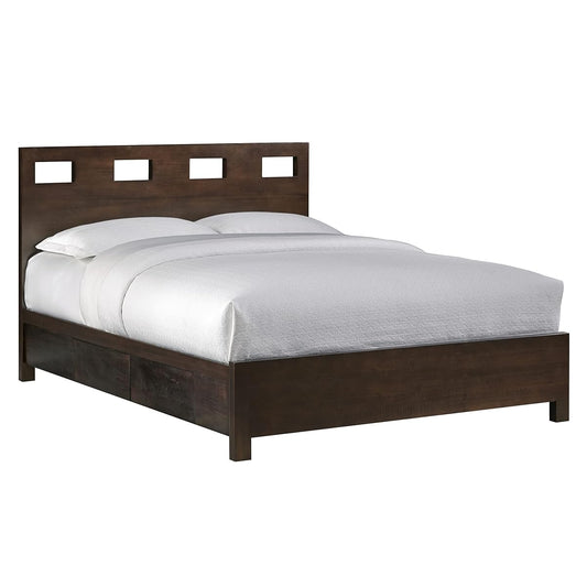 Solid Wood 2-Side Storage Bed, Queen, Riva - Chocolate Brown